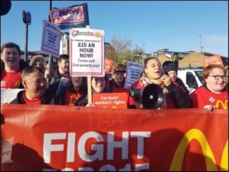 Wandsworth Town strike protest by McDonald's workers, 12th November 2019 , photo Isai Priya