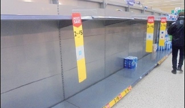supermarket shelves