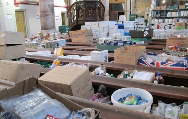 A food bank in a Catholic Church, London