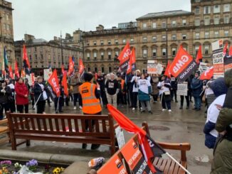 Hundreds of home care workers in Scotland strike for pay justice